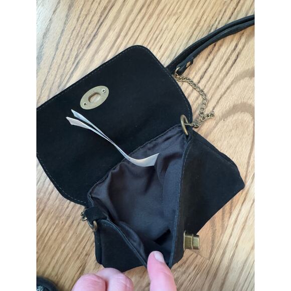 BLACK Suede Small Belt Crossbody Bag - Picture 4 of 9